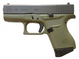Glock 43 G43 Battlefield Green frame 9mm Luger 6rd UI4350201BFG - Semi Auto Pistols - American Guns & Ammo