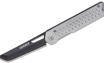 Gerber Ayako Front Flipper Knife Black TiNi Tanto Plain Blade - New Arrivals - American Guns & Ammo