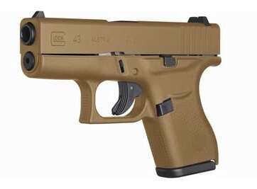 Glock 43 Flat Dark Earth 9mm 3.39" Barrel 6-Rounds - New Arrivals - American Guns & Ammo