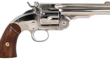Taylors and Co Schofield Top Break Nickel .45 Colt 5" Barrel 6-Rounds Taylors and Co Schofield Top Break Nickel .45 Colt 5" Barrel 6-Rounds - New Arrivals - American Guns & Ammo