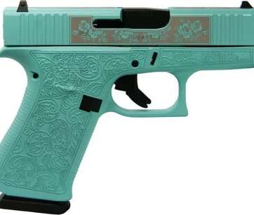 Glock 43X Tiffany Blue 9mm 3.41" Barrel 10-Rounds "Glock & Roses" Custom Engraving - New Arrivals - American Guns & Ammo