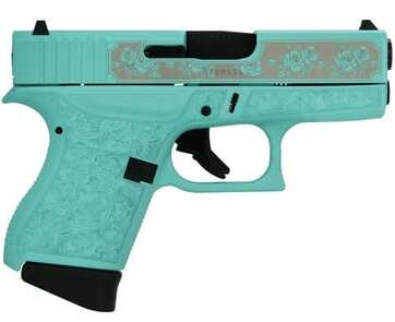 Glock 43 Tiffany Blue 9mm 3.4" Barrel 6-Rounds Glock & Rose Engravings - New Arrivals - American Guns & Ammo