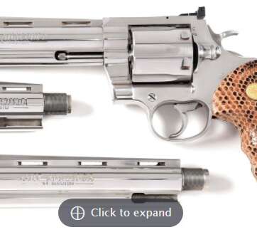 COLT ANACONDA DOUBLE ACTION REVOLVER WITH SNAKESKIN GRIPS AND EXTRA BARRELS 44 MAG - Revolvers | American Guns & Ammo