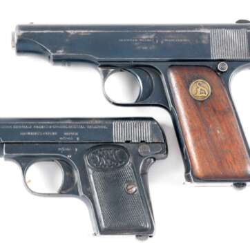 LOT OF 2: DEUSTCHE-WERKE ORTGIES PATENT SEMI AUTOMATIC PISTOL AND BROWNING FN 1905 SEMI AUTOMATIC PISTOL 380 AUTO, 25 ACP LOT OF 2: DEUSTCHE-WERKE ORTGIES PATENT SEMI AUTOMATIC PISTOL AND BROWNING FN 1905 SEMI AUTOMATIC PISTOL 380 AUTO, 25 ACP - Semi Auto Pistols - American Guns & Ammo