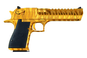 Used Magnum Research Desert Eagle 50 AE Gold Tiger Stripe DE50TG-TS Used Magnum Research Desert Eagle 50 AE Gold Tiger Stripe DE50TG-TS - Semi Auto Pistols - American Guns & Ammo