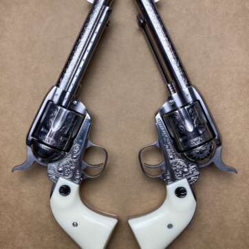 Used Consecutive Pair (2) 1 of 1000 Engraved Ruger Vaquero 45 Colt 5.5" 5119 Used Consecutive Pair (2) 1 of 1000 Engraved Ruger Vaquero 45 Colt 5.5" 5119 - Revolvers - American Guns & Ammo