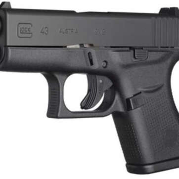 Glock, 43, Semi-automatic, Striker Fired, Sub Compact, 9mm, 3.41" Barrel, Polymer Frame, Matte Finish, Fixed Sights, 6Rd, 2 Magazines - Handsguns | American Guns & Ammo