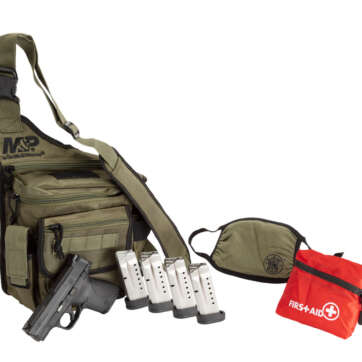 Smith & Wesson M&P Shield 9mm, 3" Barrel, Matte Black, Armornite Stainless Slide, Bug Out Bag Bundle, 8rd - Handsguns | American Guns & Ammo