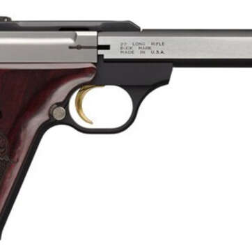 Browning Buck Mark, Medallion Rosewood 22 LR, 9.5" Barrel, Aluminum Frame, Stainless Finish, Rosewood Grip, 10Rd - Handsguns - American Guns & Ammo
