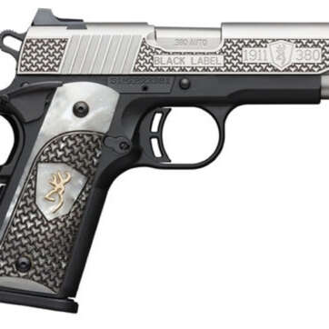 Browning 1911-380 Black Label, .380 ACP, 4.25" Barrel, 8rd, Pearl Grips, Black/Stainless - Handsguns | American Guns & Ammo