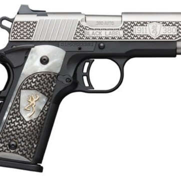 Browning 1911-380 Black Label, .380 ACP, 3.62" Barrel, 8rd, Pearl Grips, Black/Stainless - Handsguns | American Guns & Ammo