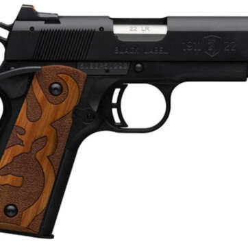 Browning 1911 Black Label, .22 LR, 3 5/8" Barrel, 10rd, Brown Stippled Grips, Black - Handsguns - American Guns & Ammo