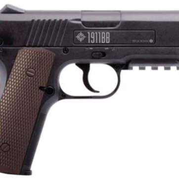 Crosman Air Guns 1911BB CO2 Powered Semi-Auto Pistol 4.5mm/BB Caliber Fixed Front Sight Fixed Notch Rear Sight Black Frame with Brown Grips - Air Guns & BB Guns | American Guns & Ammo