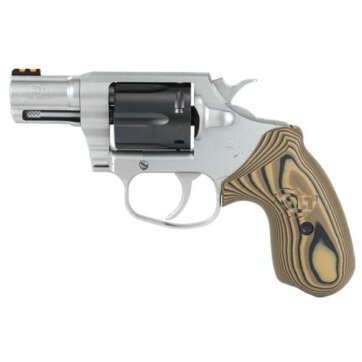 Colt Cobra 38 Special, 2" Barrel, SS, Black DLC Cylinder, Fiber Optic Sights, VZ Hyena Brown Grips, 6rd - Handsguns | American Guns & Ammo