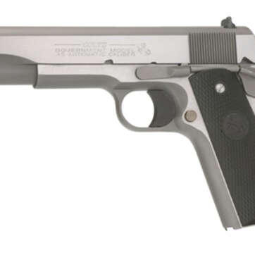 Colt 1991 Series Government 45 ACP 5" Barrel, Black Poly Grip Stainless, 7rd - Handsguns | American Guns & Ammo