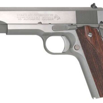 Colt Series 70 Govt 1911 45 ACP 5" Barrel, Double Diamond Rosewood Grip Brushed SS, 7rd - Handsguns | American Guns & Ammo