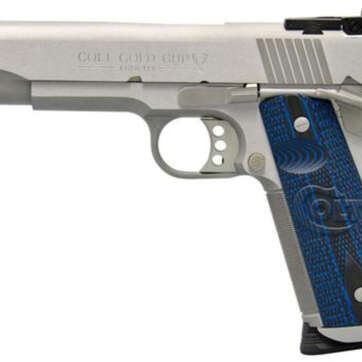 Colt Gold Cup Trophy 45 ACP, 5" Barrel, Blue G10 Grips, Brushed SS Finish, 8 rd Mag - Handsguns | American Guns & Ammo
