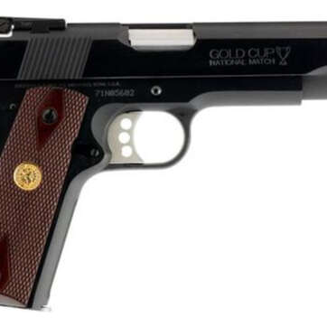 Colt Gold Cup National Match Series 70 1911, 9mm, 5", 9rd, Walnut, Gold Medallion, Blued Steel - Handsguns | American Guns & Ammo