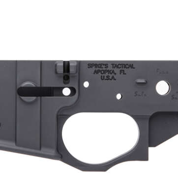 Spikes Pineapple Grenade Stripped Lower, Multi-Cal, Black Hardcoat Anodized - RIFLES | American Guns & Ammo