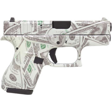 Glock 42, .380 ACP, 3.25", 6rd, Glow in the dark $100 Bill Camo - Handsguns - American Guns & Ammo