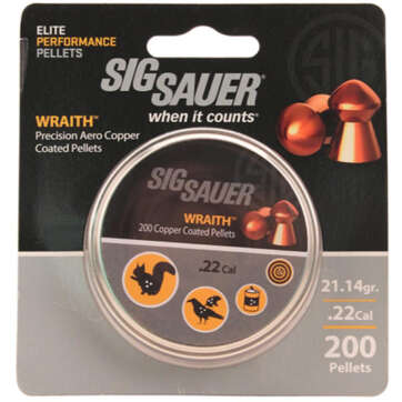 SIG Pellet, .22 Cal, Wraith, Lead Copper Plated, 200 Count, Blister Pack - Air Guns & BB Guns | American Guns & Ammo