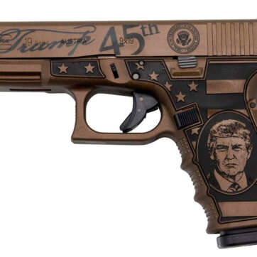 Glock 19 Gen 4 9mm, TRUMP Custom, 4" Threaded Barrel, Burnt Bronze W/ Engraving, 15rd - Handsguns | American Guns & Ammo