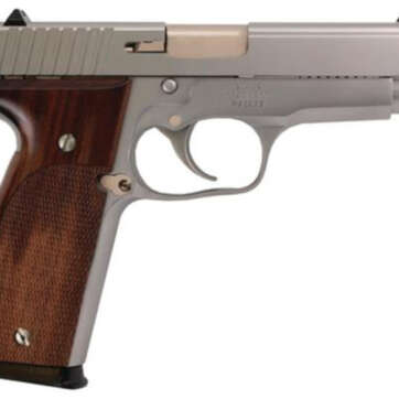 Kahr KT9 9mm 4 Inch Barrel Adjustable Sights Matte Stainless Steel Slide Wood Hogue Grips 8 Round - Handsguns - American Guns & Ammo