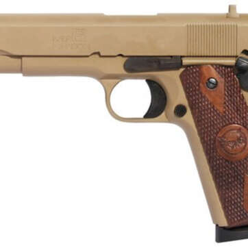 Iver Johnson 1911 A1, 45 ACP, 5", 8rd, Walnut Grips, Coyote Tan - Handsguns - American Guns & Ammo