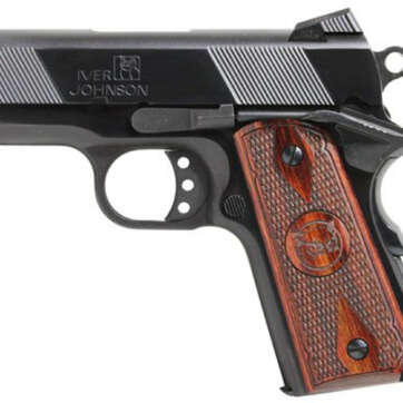IVER JOHNSON 1911 Thrasher Officer 70 Series 45 ACP Single 3.125" Barrel, Walnut Grip Polished Blued Steel Frame/Slide, 7rd - Handsguns | American Guns & Ammo