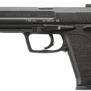 HK, USP Tactical, Semi-automatic, DA/SA, 9mm, 4.86" Threaded Barrel, Polymer Frame, Black, Safety/Decocker, Adjustable Sights, 15Rd, 2 Magazines - Handsguns | American Guns & Ammo