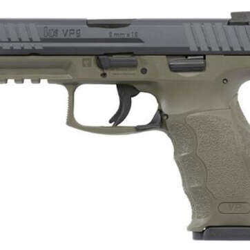 HK VP9, 9mm, 4.09" Barrel, 10rd, Night Sights, 3 Mags, OD Green Frame - Handsguns - American Guns & Ammo