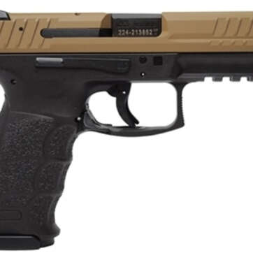 HK VP9 9mm, 4.1" Barrel, Cerakote Brown, Black Frame, Rail, 15rd Mag - Handsguns | American Guns & Ammo