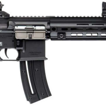 HK, HK416, 22 LR, Semi-automatic, Blowback Action, 8.5" Threaded Barrel, Aluminum Frame, Black, Synthetic Grip, 10Rd, 1 Mag, M-Lok RIS Rail, Right Hand, Front/Rear Flip Sights - Handsguns - American Guns & Ammo
