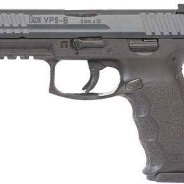 HK VP9-B 9MM, 4" Barrel Black, 3 Dot Sights, Push Button Mag Release, 2x15rd Mags - Handsguns | American Guns & Ammo