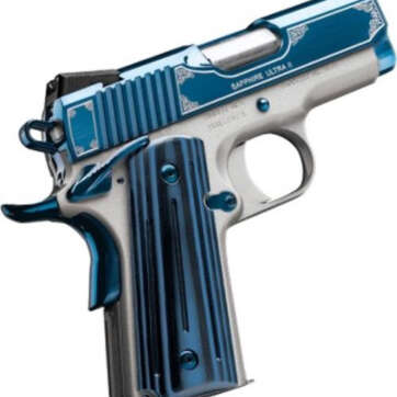 Kimber Sapphire Ultra II 45 ACP, 3", 8rd, Satin Silver/High Polish Bright Blue PVD - Handsguns | American Guns & Ammo