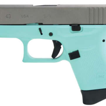 Glock G43 9mm 3.4" Barrel Robin Egg Blue, Ti Finish Slide 6rd Mag - Handsguns - American Guns & Ammo