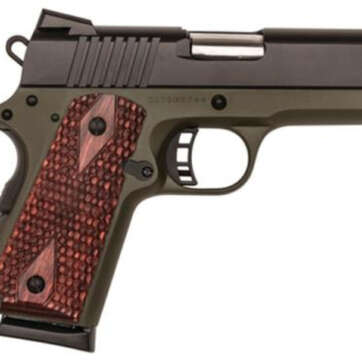 Citadel M-1911 Compact 9mm 3.5" Bushingless Barrel Olive Drab Green Cerakote, Wood Grips 7rd Mag - Handsguns | American Guns & Ammo