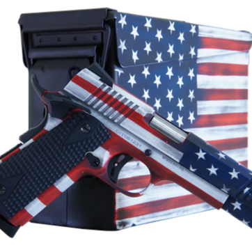 Citadel M-1911 with Ammo Can 45 ACP, 5" Barrel, Black G10 Grip American Flag, Cerakote Slide, 8rd - Handsguns | American Guns & Ammo