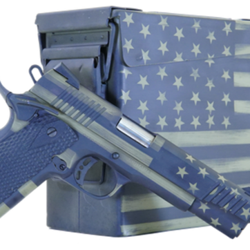 Citadel M-1911 45 ACP, 5" Barrel, Black G10 Grip American Flag, Battleworn Green Frame American Flag, Battleworn Green Slide, 8rd - Handsguns | American Guns & Ammo