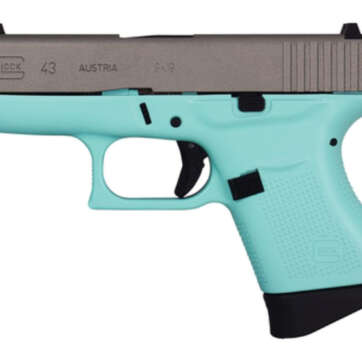 Glock 43 9x19 6 Round Turquoise Frame Silver Slide Made in Austria - Handsguns | American Guns & Ammo