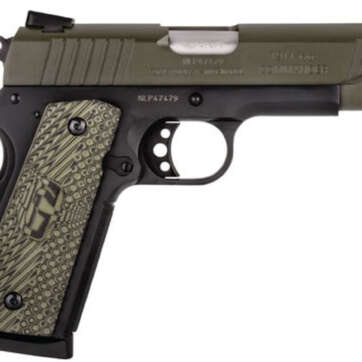 Taurus 1911 Commander 45 ACP, 4.2" Barrel, Adjustable Sights Black Frame, Green Slide, 8rd - Handsguns - American Guns & Ammo
