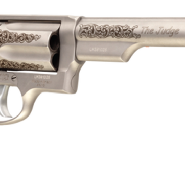 Taurus Judge Engraved 410 Ga/45 Colt, 6.5" Barrel, Dymondwood Grip, Stainless, 5rd - Handsguns - American Guns & Ammo