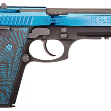 Taurus 92 9mm, Polished PVD Blue Slide, G10 Blue and Black Grips, 17rd - Handsguns | American Guns & Ammo