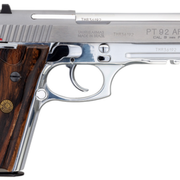 Taurus PT92 9mm, 5" Barrel, Stainless, Brazilian Walnut Grips, Adj Rear Sight, 2x17rd - Handsguns | American Guns & Ammo
