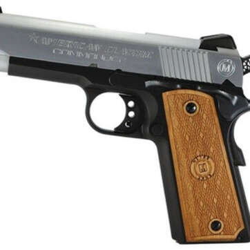 American Classic Amigo 1911 45 ACP 3.5" Duo-Tone Finish, Checkered Hardwood Grips, 7 Round Mag - Handsguns | American Guns & Ammo
