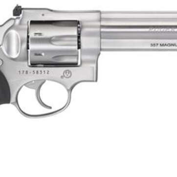 Ruger GP100 .357 Mag, 6", 7rd, Satin Stainless Steel, Fiber Optic Front Sight, Adjustable Rear Sight - Handsguns | American Guns & Ammo
