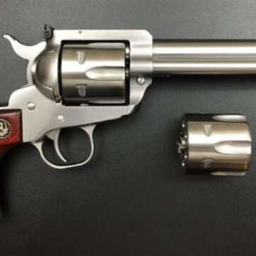 Ruger Blackhawk Flattop 357/9mm 5.5" Barrel Adjustable Sights SS Finish - Handsguns | American Guns & Ammo