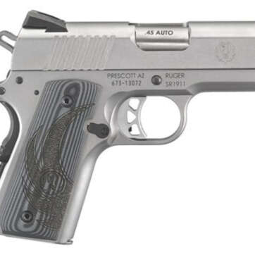 Ruger SR1911 45 ACP, 3.6", Gray G10 Grips, Stainless Steel, 7rd - Handsguns - American Guns & Ammo