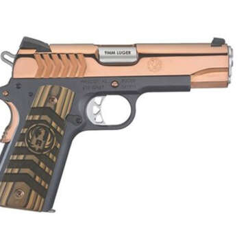 Ruger SR1911 Commander 9mm, 4.25" Barrel, Black Nitride, Polished Rose Gold, 9rd Mag - Handsguns | American Guns & Ammo