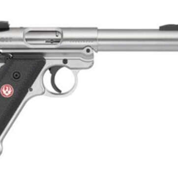 Ruger Mark IV Target, 22LR, 5.5", 10rd, Stainless Steel, Adjustable Rear Sight, Checkered Grip - Handsguns - American Guns & Ammo